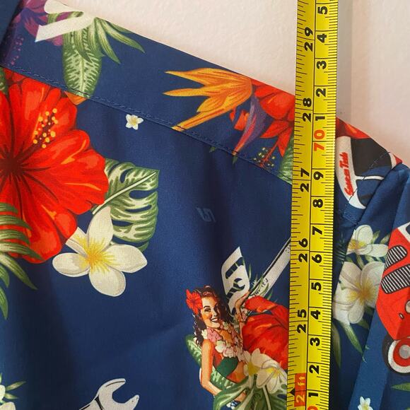 Dixxon Flannel Company Snap-On Limited Edition Blue Hawaiian Shirt Men's Medium - Picture 8 of 9